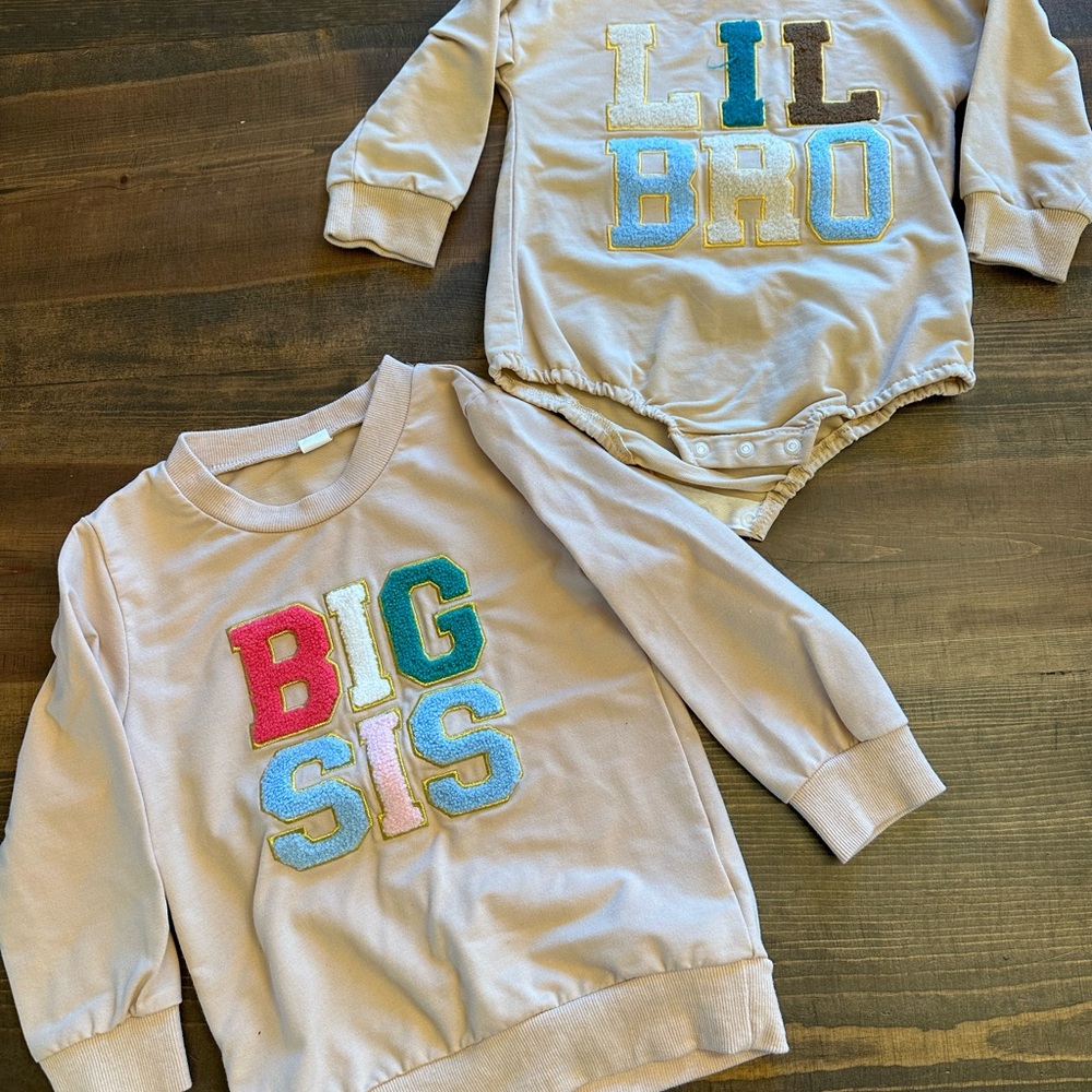 Sibling Sweatshirt and Onesie Set - Beige